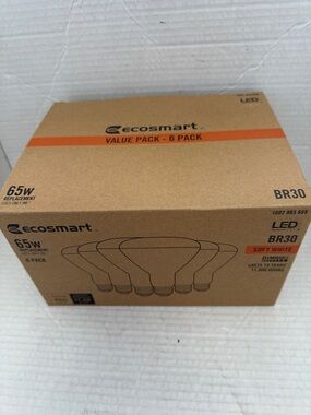 Led  65-Watt  BR30 Dimmable LED Light Bulb Soft White (6 pack) Dimmable Ecosmart